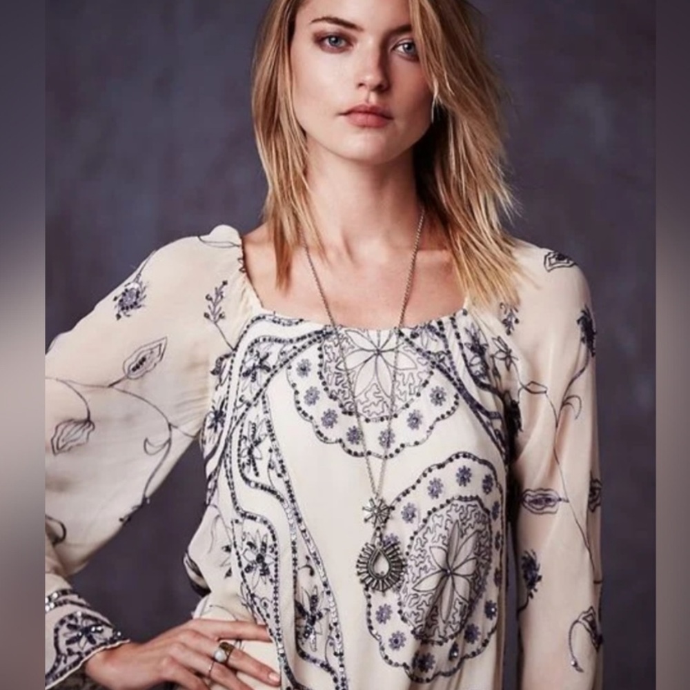 Free People My Beloved Georgette Sequined Mini Dress - Picture 5 of 10